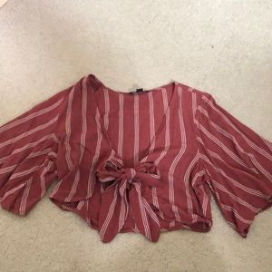 Striped tie front shirt